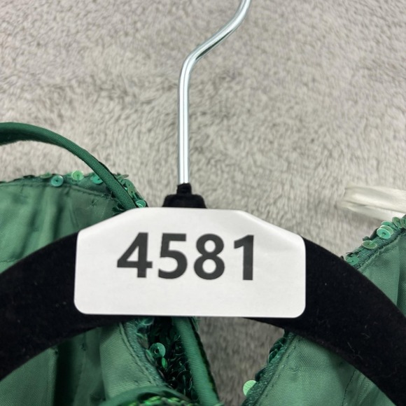 Sherri Hill Dress Womens 2 Emerald Green Sequin Halter Sweetheart Prom Cocktail - Picture 16 of 16